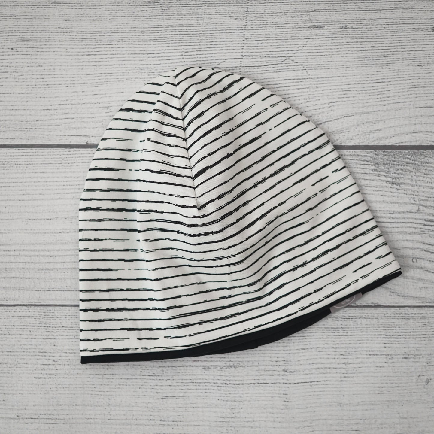 Wende Beanie - Weiß gestreift