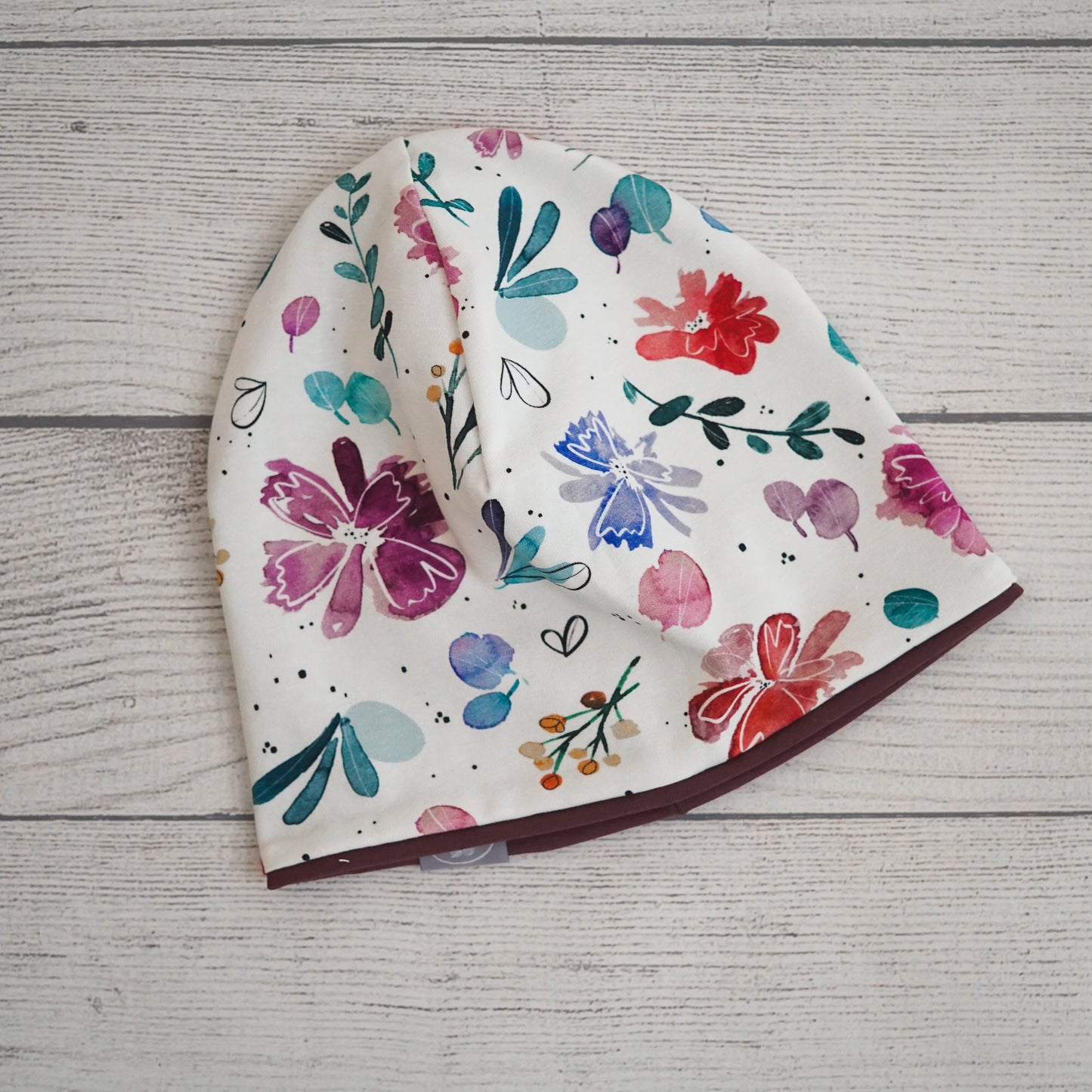 Wende Beanie - Bunte Blumen